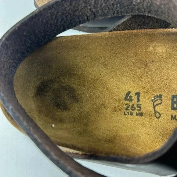 BIRKENSTOCK SZ 41 NWOT BROWN LEATHER ANKLE STRAP CASUAL BOHO SANDALS - Picture 3 of 7